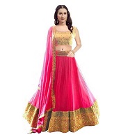 Embroidered Semi Stitched Lehenga Choli  (Pink)